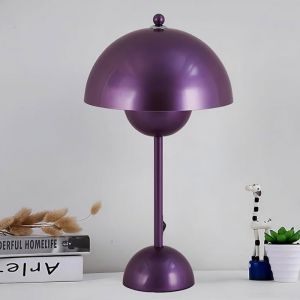 Lampe de Table pour Chambre, Métal Violet, Design Flowerdepot, Idéale pour Salon, Enfants, Bureau, Étude, E27