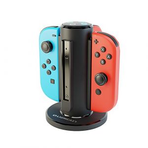 Image de Lioncast Station de recharge 4 Joy-Con simultanément pour manette Nintendo Switch, avec indicateur de recharge LED et USB Type CNoir