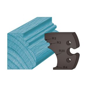 Diamwood Platinum Jeu de 2 contre-fers profilés Ht. 48 x 5,3 mm moulure Régence A243 pour porte-outils de toupie
