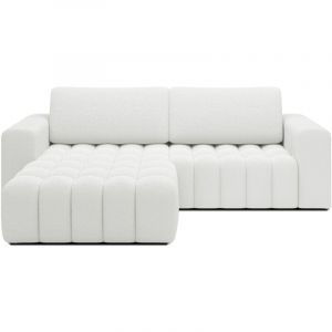 Canapé d'angle gauche convertible Clovis Bouclette Blanc
