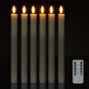Relaxdays Lot de 6 bougies LED avec télécommande, minuterie et flamme vacillante, cire véritable, sans flamme, crème