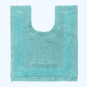 Tapis contour WC en coton 50 x 55 cm - Bleu aqua