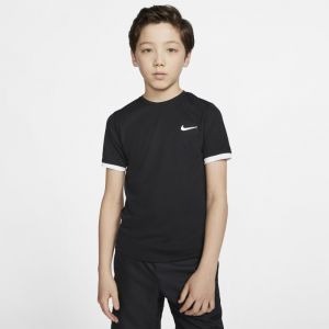 Image de Nike Haut de tennis&agrave; manches courtes Court Dri-FIT pour Gar&ccedil;on plus &acirc;g&eacute; - Noir - Taille XS - Male