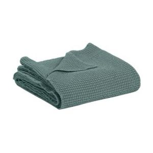 Vivaraise Plaid Recyclé Maia En Coton Recycle Vert De Gris 140 X 200