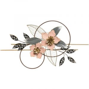 Beliani D&eacute;coration Murale Moderne en Fer Composition Florale Multicolore Berkelium
