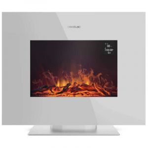 Cecotec Chemin&eacute;e &Eacute;lectrique D&eacute;corative 26&rdquo; avec T&eacute;l&eacute;commande ReadyWarm 2710 Design Flames White. Puissance Maximale 2000W, 2 Intensit&eacute;s, Panneau Plat en Verre Tremp&eacute;, Flamme R&eacute;glable, Minuteur