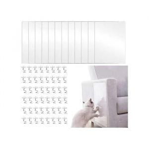 Film Protecteur Anti-Griffure De Chat Pour Canap&eacute; Et Meubles, 12 Pi&egrave;ces En Pvc Transparent Autocollant Avec 48 Vis De Fixation