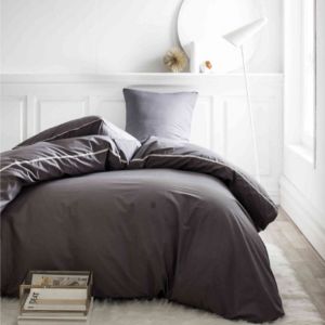 Today Parure de couette Leonie - 100% Percale de Coton - 240 x 260 cm - Gris canon de fusil