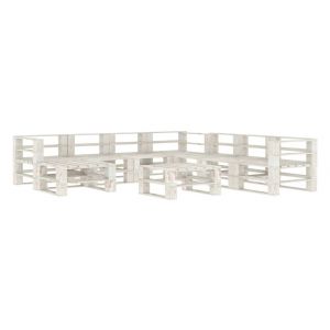 VidaXL Salon de jardin palette 9 pcs Bois Blanc