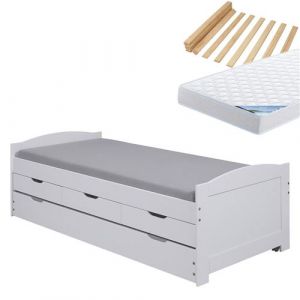 SYDNEY - Pack Lit à Tiroirs 90x200 + 1 Matelas Ibiza - Altobuy