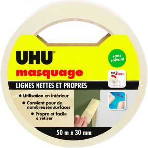 UHU Rollafix - Ruban adh&eacute;sif de masquage, ruban de 30m x 50mm