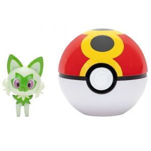 Jazwares Pokémon Poussacha et BIS Ball Clip ‘N’ Go Comprend Une Figurine de Combat de 5 cm et Un Accessoire BIS Ball.