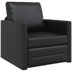 VidaXL Sofa Lit de Sol avec coussin Noir 74 x 77 x 81 cm Faux cuir