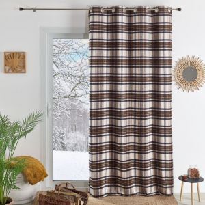 Home maison Rideau Tartan à carreaux laine mélangée Marron Foncé 140x260 cm