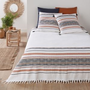 Dessus De Lit Coton Jacquard Izama Bleu Blanc Taille 140x200 Cm 180x230 Cm 230x250 Cm Comparer Avec Touslesprix Com