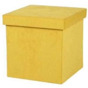 Urban living Pouf De Rangement Pliable Kube En Velours Côtelé - Jaune