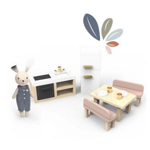 Speedy Monkey - Cuisine en Bois Élégante pour Maison de Poupée