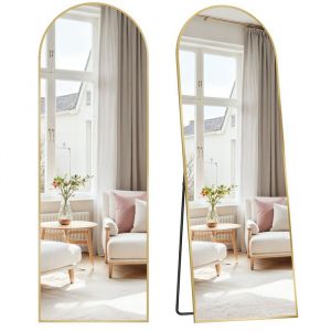 Songmics Miroir intégral 160 x 50 cm verre trempé dressing doré clair