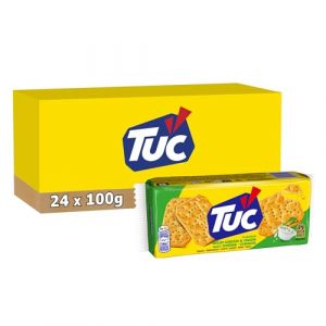 TUC - 24 Paquets de Tuc Goût Crème Oignon 100g - Crackers Croustillants - Format Pratique à Emporter - Lot de 24x100g