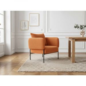 Bobochic Fauteuil de table GABIN tissu velours côtelé Orange