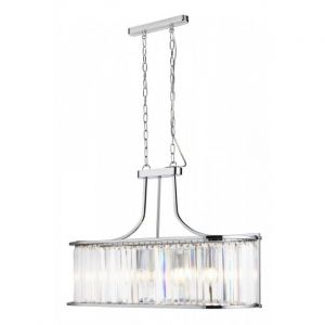 Searchlight Suspension ovale victoria 5 ampoules chrome avec verre en cristal