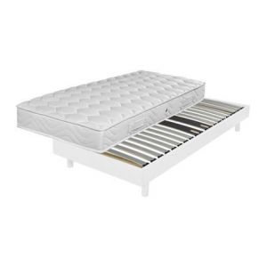 Ebac Sommier + Pieds + Matelas Blanc DecoKit 160x200