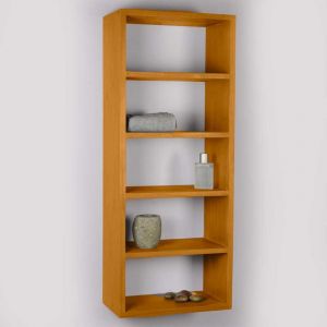 Saniteck - Colonne salle de bain armoire suspendue meuble murale en teck naturel H100x40