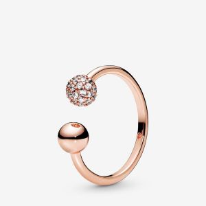 Image de Pandora Polished & Pave Bead Open Rose Ring, Size: EUR-54, US-7-188316CZ-54