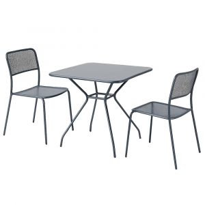 Oviala Ensemble table et 2 chaises de jardin gris anthracite