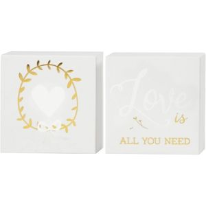 Creotime Toile imprimée pour aquarelle - Motif doré et vernis blanc - 10,2 x 10,2 cm - 2 pcs
