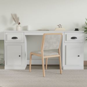 VidaXL Bureau avec armoire blanc bois d'ingénierie Blanc