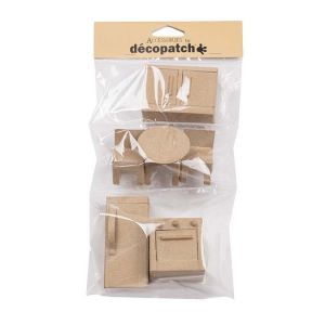 decopatch AC922C - Assortiments de 6 objets miniatures de cuisine à décorer - Décoration loisir créatf en papier mâché - Dimensions: 15,5 x 5,5 x 30cm