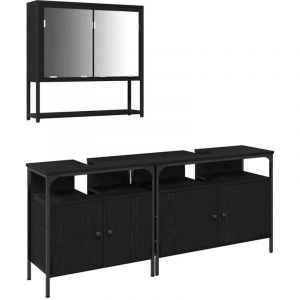 VidaXL Ensemble de mobilier de salle de bain avec stockage 3 pcs Noir