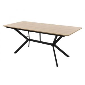 ML-Design Table &agrave; Manger Rectangulaire 180x80x75 cm Marron Clair Structure en Acier, pour 6 personnes, Plateau Spacieux pour Int&eacute;rieur ou Cuisine,