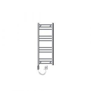 Radiateur de salle de bain électrique avec résistance 300W 300x800 mm Chrome droit avec raccord latéral