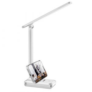 Lampe LED Bureau Pliable Rechargeable Tactile avec Support Int&eacute;gr&eacute; Max excell Blanc