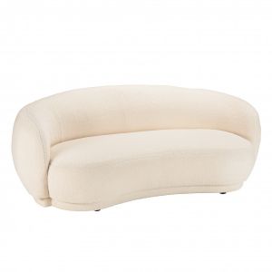 Macabane LEOPOLD - Canapé haricot 3 places en tissu bouclette écru