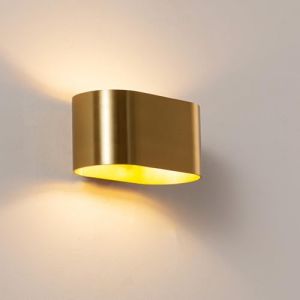 Alpinaluz Applique murale dor&eacute;e satin&eacute;e - Corps incurv&eacute; en acier m&eacute;tallis&eacute;, lumi&egrave;re Up&Down avec douille G9 LED, &eacute;clairage d&eacute;coratif pour couloir, salon et chambre