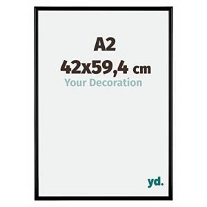 Your Decoration - A2 42x59.4 cm - Cadres Photos en Plastique Avec Verre acrylique - Anti-Reflet - Excellente Qualité - Noir Mat - Cadre Decoration