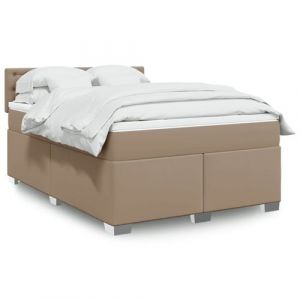 VidaXL Sommier &agrave; lattes de lit avec matelas Cappuccino 140x190 cm, lit, lit &agrave; plate-forme, lit &agrave; panneaux, meuble de chambre &agrave; coucher, canap&eacute;-lit