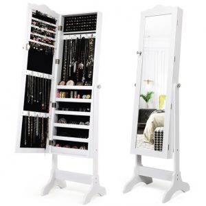 Armoire à bijoux Coast avec miroir - 44 x 37 x 160 cm - Blanc