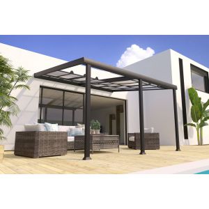 Couleurs du monde Pergola adossée Athezza - Aluminium et polycarbonate - 3,5x4m