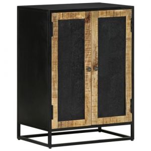 VidaXL Buffet avec 2 portes 55x35x75 cm bois massif manguier et fer, armoire, placard, buffet haut, armoire latérale, armoire de rangement