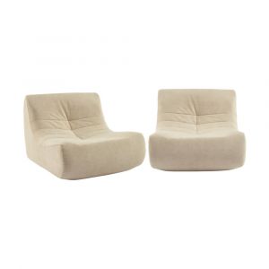Sweeek - Fauteuil chauffeuse en velours style contemporain 2 places beige