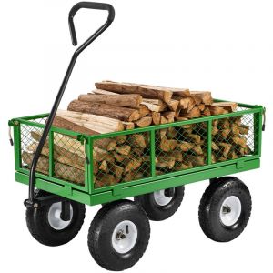 Chariot de Jardin Transport-VEVOR-Charge 308 kg-avec Pneus 330 mm-Côtés Amovibles en Maille-Poignée Rotative 180°