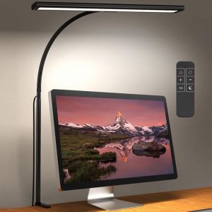 Lampe de Bureau LED avec Pince,3 Tons & Mémoire - Télécommande/Minuterie Flexible,pour Vidéoconférence/Étude(USB)