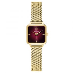 Pierre Lannier Montre Femme Leonor Doré Cadran Bordeaux Bracelet Acier Milanais Doré 12 Mm