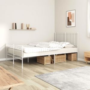 VidaXL Cadre de lit métal avec tête de lit/pied de lit blanc 120x200cm