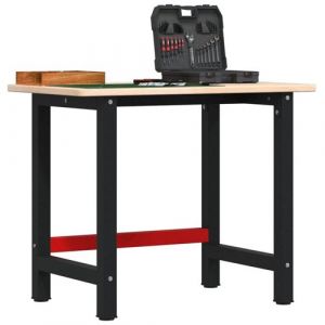 VidaXL Établi 100x60x81,5 cm bois de chêne massif rectangulaire, table de travail, poste de travail, table de travail en bois, établi en bois