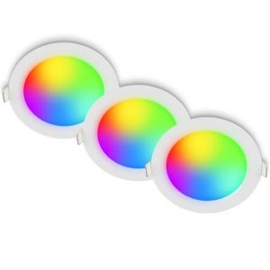 BRILONER - Set de 3 spots LED encastrables 230V avec télécommande, dimmable, RGB, CCT blanc cassé à froid, spot encastrable, spots plafond, 12x4 cm, blanc